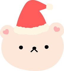Cute bear wearing christmas hat, Cute Christmas themed illustration for festive decoration
