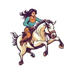 Cowboy rodeo ride bull western illustration
