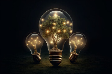 The tree in the electric bulbs, Generative Ai