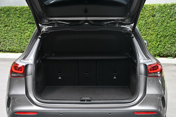 rear view of the car open trunk The exterior of a modern, modern car empty trunk.