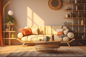 Fototapeta na wymiar a close-up shot of a living room with sweet cute color