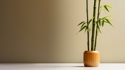 simple minimalist Bamboo product placement concept zen idea copy space generative ai