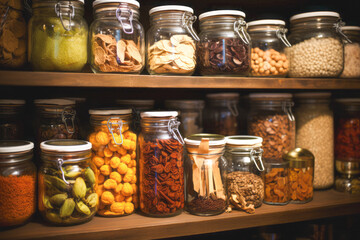 Fototapeta na wymiar a close-up shot of an organized pantry shelves