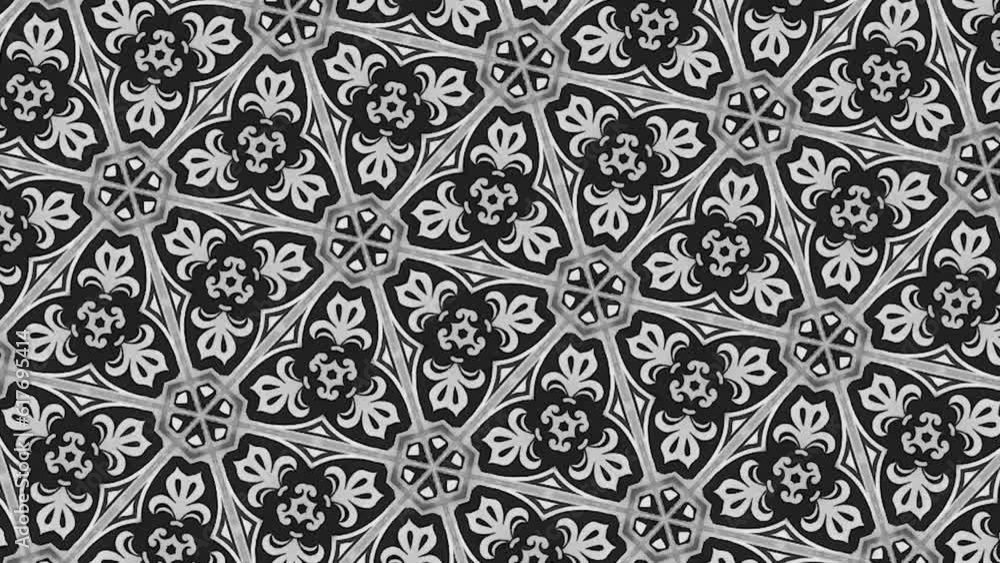 Poster 3d rendered animation of black and white hypnotic patterns background