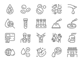 Hematology icon set. It included hematologist, blood, hemoglobin, cells, and more icons. Editable Vector Stroke.
- 617695641