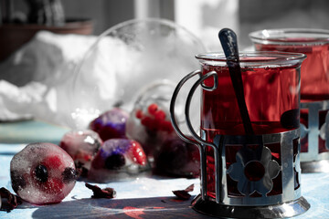 Frozen berries, iced summer hibiscus tea © Анна Леонтьева