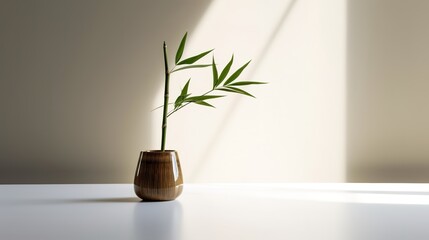 simple minimalist Bamboo stem shoots product placement concept zen idea copy space generative ai