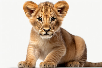 Fototapeta na wymiar lion cub on white background