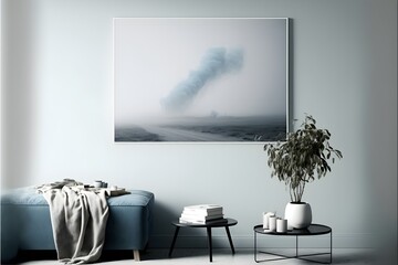 horisontal poster 120x80cm simple pale blue mist 