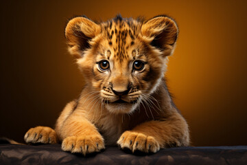 Fototapeta na wymiar portrait of a tiger cub lion 