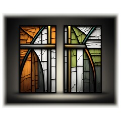 two horizontal rectangular windows stained glass 