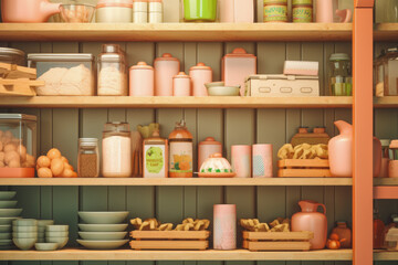 Fototapeta na wymiar a close-up shot of an organized pantry shelves,sweet