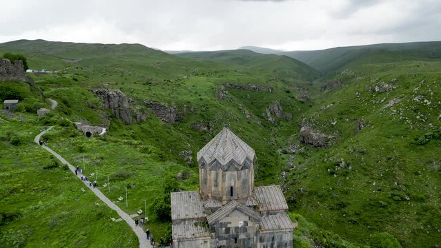 4k High resolution drone video of the beautiful Amberd Fortress- Armenia