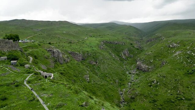 4k High resolution drone video of the beautiful Amberd Fortress- Armenia