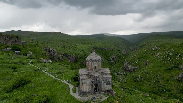 4k High resolution drone video of the beautiful Amberd Fortress- Armenia