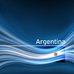 Argentina flag background. Abstract argentinean flag in the blue sky. National holiday card design. State banner, argentine poster, patriotic cover, flyer. Business brochure. Vector design