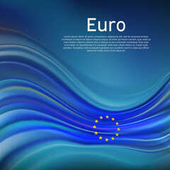 EU flag background. Abstract European Union flag in the blue sky. National holiday card design. Business brochure design. State banner, eu poster, patriotic cover, flyer. Vector illustration - obrazy, fototapety, plakaty