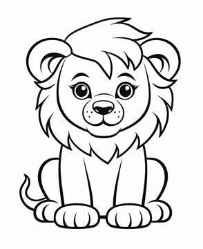 Easy Cute Baby Lion Cub Coloring Page