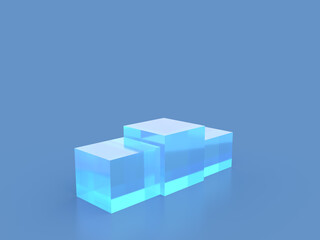 Fototapeta na wymiar 3D illustration of a crystal glass podium illuminated by fantastic lights