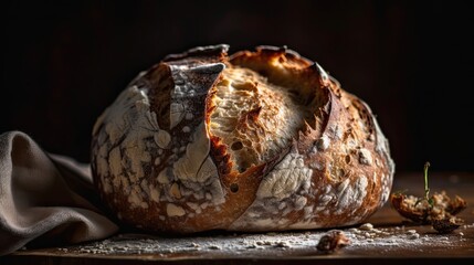 San Francisco Sourdough Bread on a wooden table with a blurred background