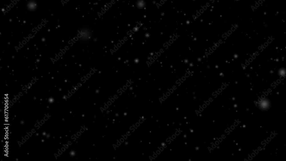 Poster 3d rendered animation of snowfall isolated on the empty black background