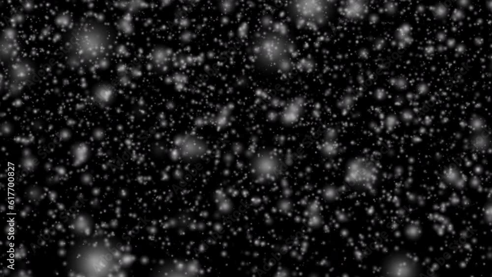 Poster 3d rendered animation of heavy snowfall isolated on the empty black background