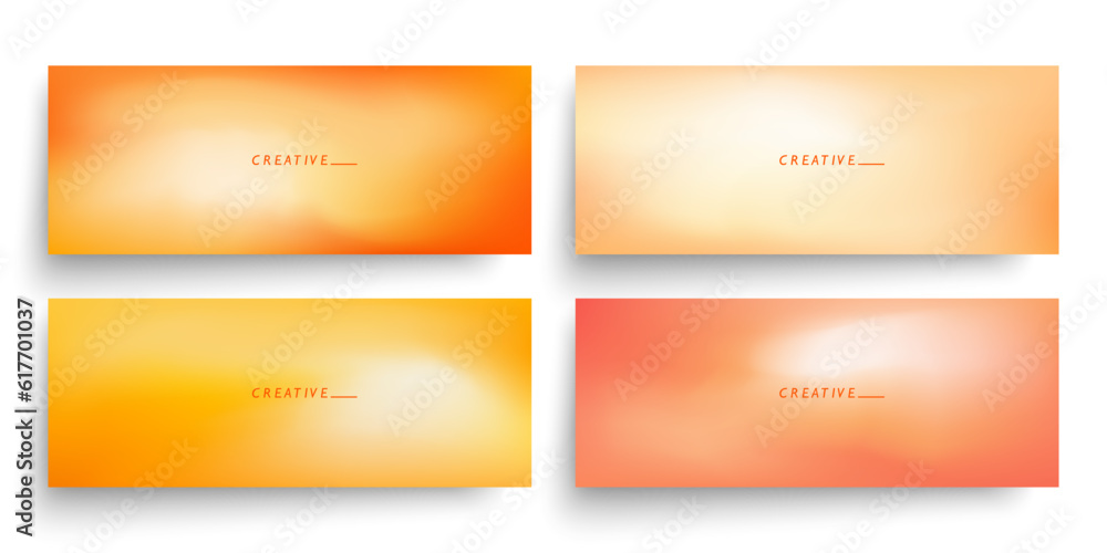 Aufkleber set of blurred horizontal banners with bright orange colored gradients. defocused abstract vibrant t