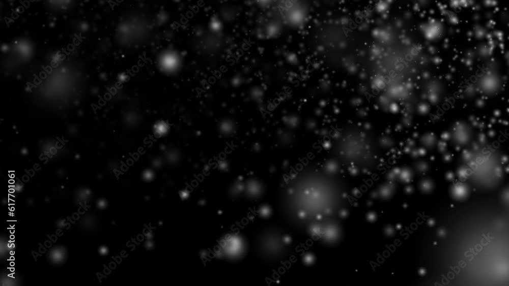 Poster 3d rendered animation of calm snowfall isolated on the empty black background