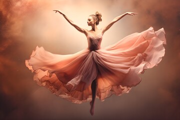 An artistic capture of a professional ballet dancer gracefully leaping through the air, showcasing the beauty and grace of dance as an art form.