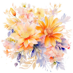 Obraz premium Watercolor floral background. Illustration AI Generative.