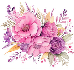 Fototapeta premium Watercolor floral background. Illustration AI Generative.