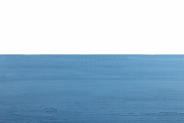 Empty blue wooden surface on white background. Space for text