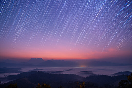 Landscape of startail over the mountain
