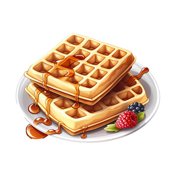 recommend clip art: Delicious Waffles and Sweet Dessert. Tempting Breakfast Illustration. Generative AI