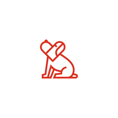 Heart dog love logo design.