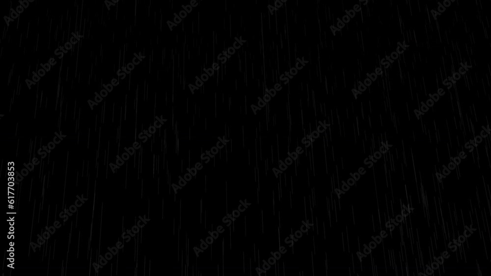 Poster 3d rendered animation of rainfall isolated on the empty black background