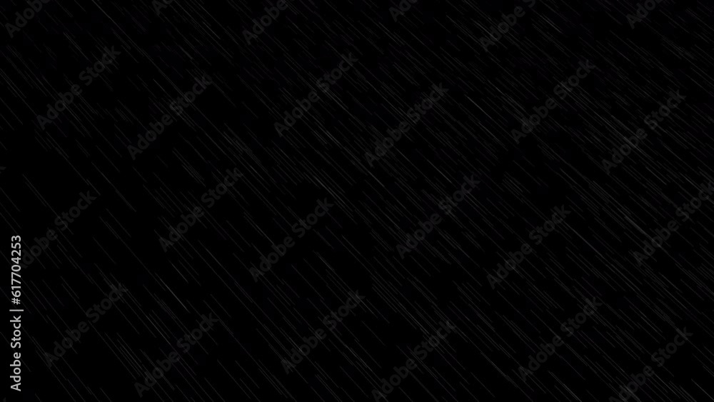 Poster 3d rendered animation of heavy rainfall isolated on the empty black background