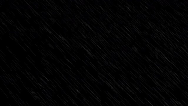 3D rendered animation of heavy rainfall isolated on the empty black background