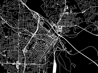 Vector road map of the city of  Macon Georgia in the United States of America with white roads on a black background.