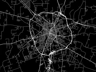 Vector road map of the city of  Lufkin Texas in the United States of America with white roads on a black background.