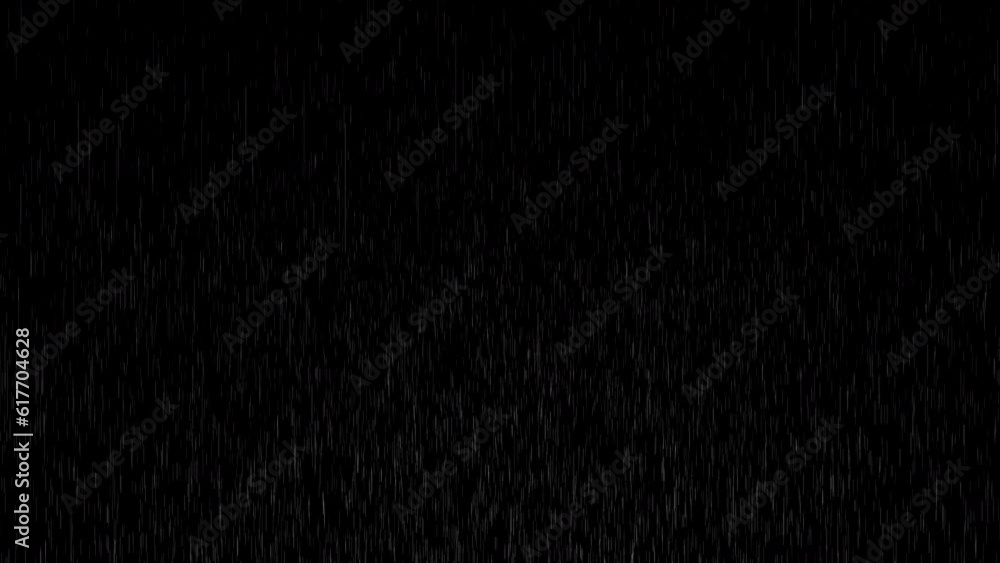 Poster 3d rendered animation of heavy rainfall isolated on the empty black background