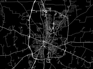 Vector road map of the city of  Nacogdoches Texas in the United States of America with white roads on a black background.