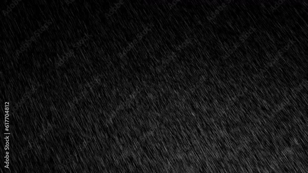 Sticker 3d rendered animation of heavy rainfall isolated on the empty black background