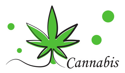 Cannabis leaf. Medical cannabis on a white background. Lettering. Vector illustration in doodle style