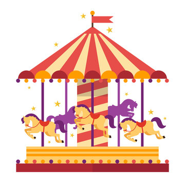 Colorful carousel with horses