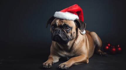 Santa's Furry Messenger: Dog in a Santa Hat Spreads Joy and Love this Christmas
