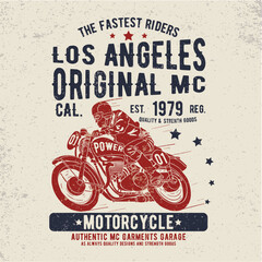 tee print design with custom motorcycle drawing as vector