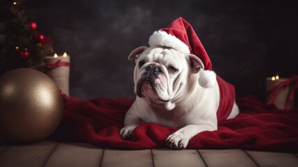 Jolly Woofs: Dog in a Santa Hat Joins the Festive Celebrations with Enthusiasm