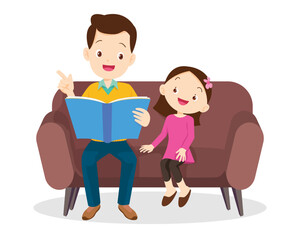 man and girl reading book