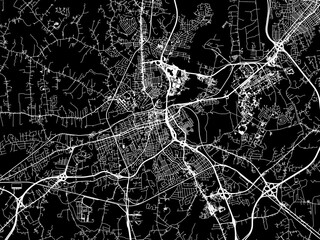 Vector road map of the city of  Petersburg Virginia in the United States of America with white roads on a black background.